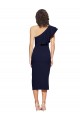 Cheap Ruched Midi Length Short Crepe Bridesmaid Dress with Shoulder Ruffles Canada