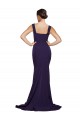 Cheap Square Neck Long Sweep Train Crepe Bridesmaid Dress with Thick Straps Canada