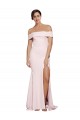 Cheap Off Shoulder Long Crepe Bridesmaid Dress with Straight Neckline and Side Split Canada