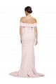 Cheap Off Shoulder Long Crepe Bridesmaid Dress with Straight Neckline and Side Split Canada