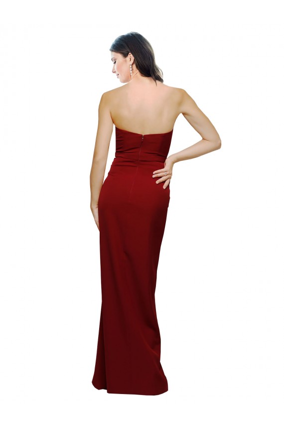 Cheap Straight Pencil Skirt Long Sweetheart Crepe Bridesmaid Dress with High Side Split Canada