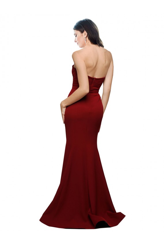 Cheap Long Full Length Sweetheart Slim Crepe Bridesmaid Dress with Strapless Bodice Canada