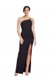 Cheap Long Floor Length Crepe Bridesmaid Dress with Side Split and One Strap Canada