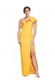 Cheap One Shoulder Floor Length Crepe Bridesmaid Dress with Thigh High Split Canada