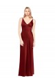 Cheap Full Length Long Stretch Satin Slip Bridesmaid Dress V-Back Canada