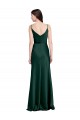 Cheap Fitted Cowl Neck Long Stretch Satin Slip Bridesmaid Dress with V-Back Canada