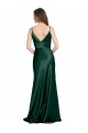 Cheap High V-Neck Long Full Length Sheath Stretch Satin Bridesmaid Dress Canada