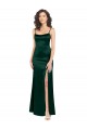 Cheap Long Slim Scoop Neck Stretch Satin Bridesmaid Dress with Open Back Canada