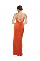 Cheap Front Cowl Neck Long Floor Length Stretch Satin Bridesmaid Dress with High Side Split Canada