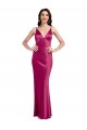 Cheap V-Neck Spaghetti Straps Slim Stretch Satin Bridesmaid Dress with Low Scoop Back Canada
