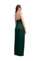 Cheap Sleek Straight Neckline Long Wrap Stretch Satin Bridesmaid Dress with Angled Pleats Canada