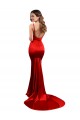 Cheap Long Pleated Stretch Satin Bridesmaid Dress with High Slit Canada