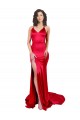 Cheap Mermaid Open Back Long Stretch Satin Bridesmaid Dress with High Slit Canada