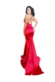 Cheap Mermaid Open Back Long Stretch Satin Bridesmaid Dress with High Slit Canada