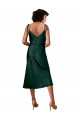 Cheap Spaghetti Straps Tie Shoulders Cowl Neck Short Midi Length Stretch Satin Bridesmaid Dress Canada