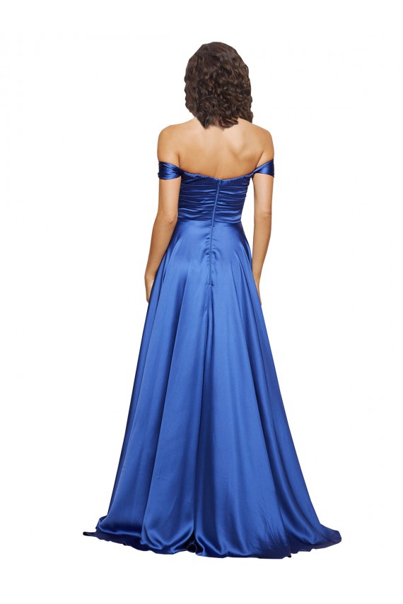 Cheap Off the Shoulder Sweetheart Stretch Satin Ball Gown Bridesmaid Dress Canada