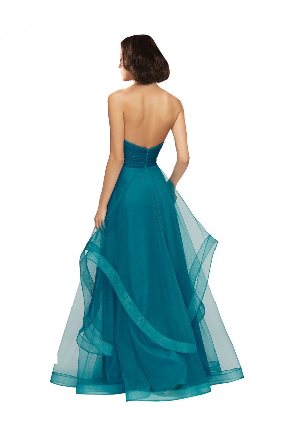 Cheap Sweetheart Tulle Bridesmaid Dress with Wide Waistband Canada