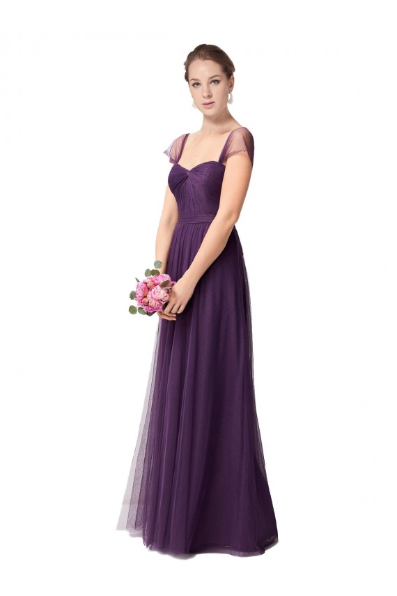 Cheap Full Length Long Tulle Bridesmaid Dress with Sweetheart Neckline Canada