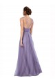 Cheap Flowy A-Line Tulle Bridesmaid Dress with Double Straps and V-Neck Canada
