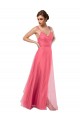 Cheap Flowy A-Line Tulle Bridesmaid Dress with Double Straps and V-Neck Canada