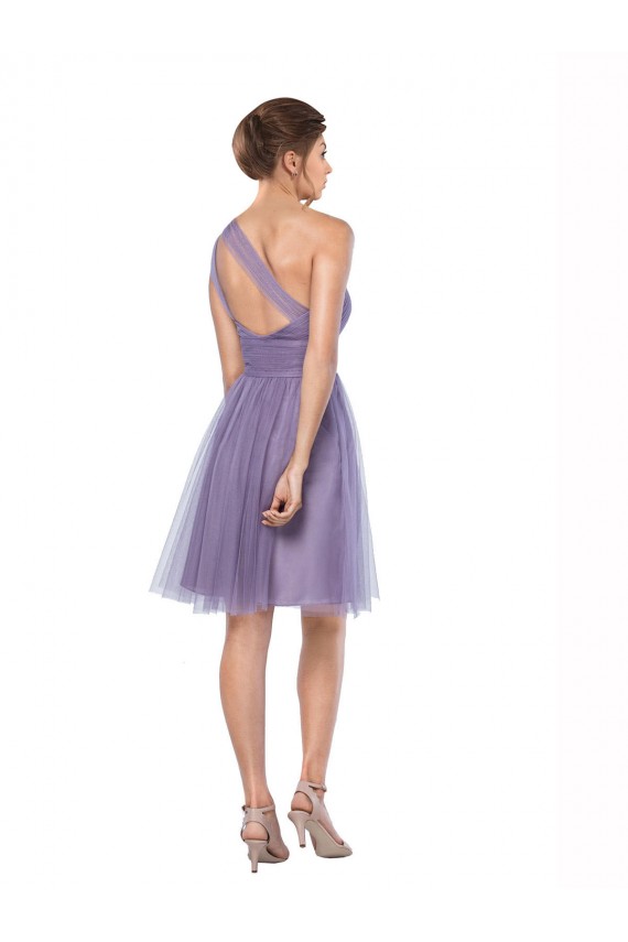 Cheap One Shoulder Short Knee Length Tulle Bridesmaid Dress Canada