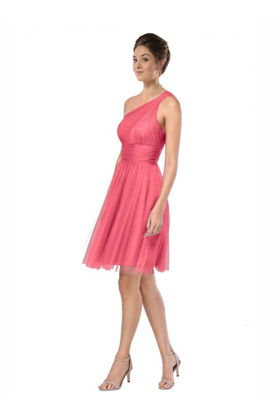Cheap One Shoulder Short Knee Length Tulle Bridesmaid Dress Canada