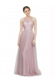 Cheap High Neck Long Tulle Bridesmaid Dress with Lace Bodice Canada