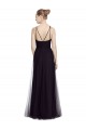 Cheap High Neck Long A-Line Tulle Bridesmaid Dress Canada