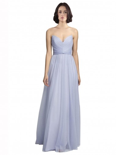 Cheap Spaghetti Strap Tulle Bridesmaids Dress with Ruched Bodice Canada
