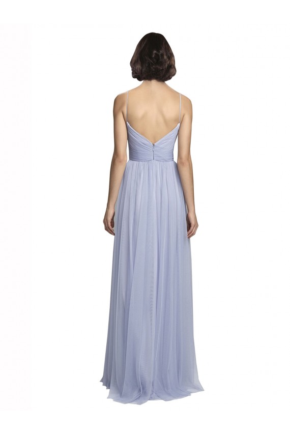 Cheap Spaghetti Strap Tulle Bridesmaids Dress with Ruched Bodice Canada
