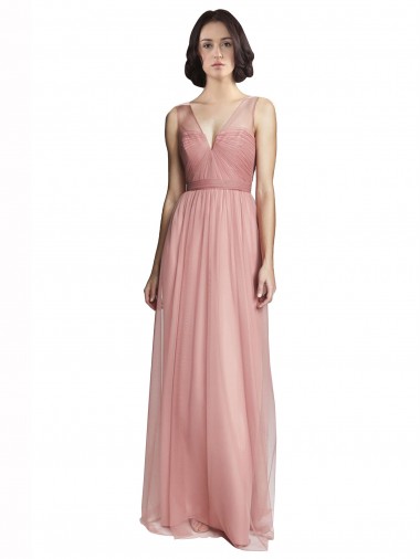 Cheap V-Neck Illusion Tulle Bridesmaids Dress Canada