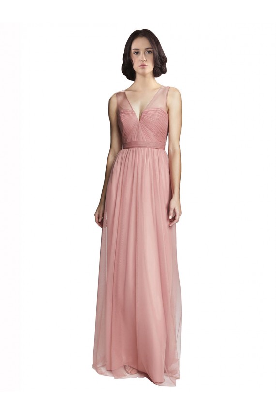 Cheap V-Neck Illusion Tulle Bridesmaids Dress Canada