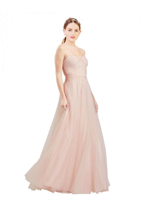 Cheap Floor Length Sweetheart Tulle Bridesmaid Dress with Open Back Canada
