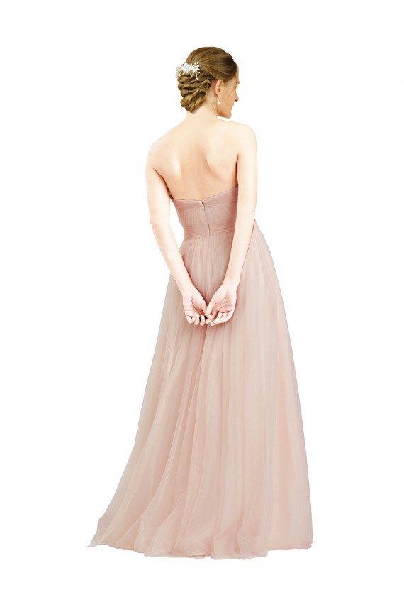 Cheap Floor Length Sweetheart Tulle Bridesmaid Dress with Open Back Canada