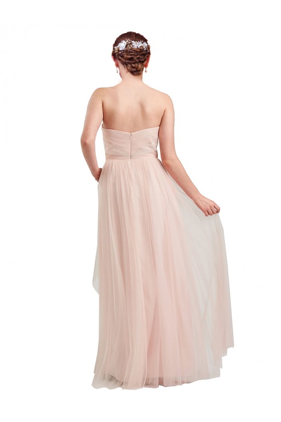 Cheap Long Floor Length Sweetheart Pleated Tulle Bridesmaid Dress Canada