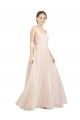 Cheap Scooped Neckline Long Tulle Bridesmaid Dress with Open Back Canada