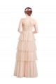 Cheap V-Neck A-Line Layered Long Tulle Bridesmaid Dress Canada