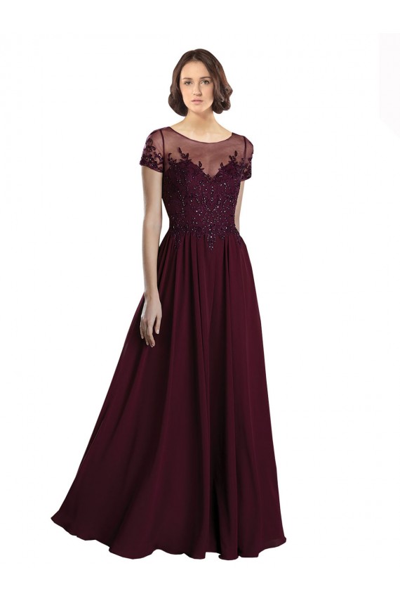 Cheap Full Length Beaded and Embroidered Tulle Bodice Long Chiffon Bridesmaid Dress Canada