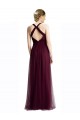 Cheap Long Tulle Bridesmaid Dress with Criss-Cross Bodice and Self Straps Canada