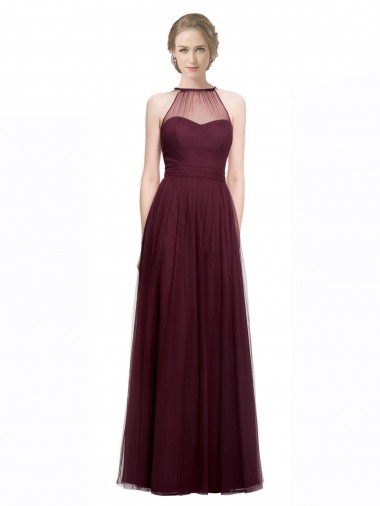 Cheap Full Length Soft Tulle Spaghetti Strap Bridesmaid Dress Canada