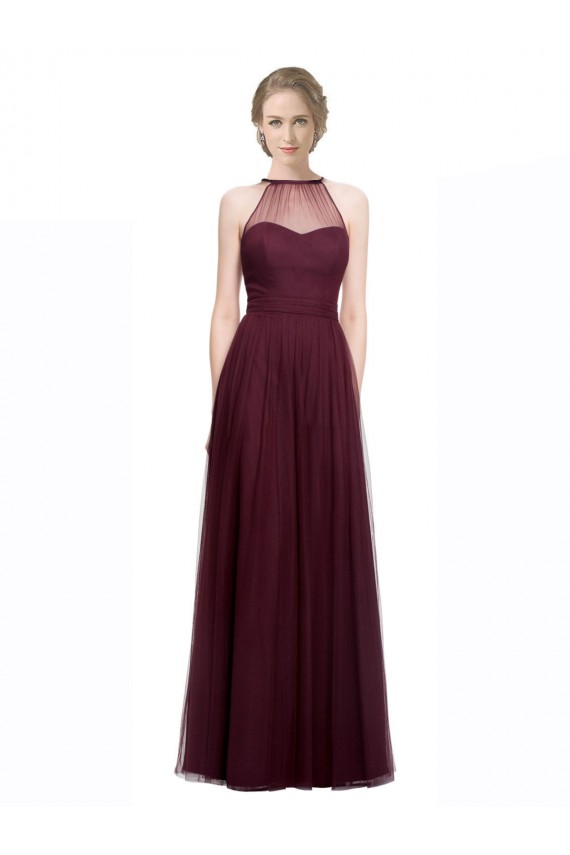 Cheap Full Length Soft Tulle Spaghetti Strap Bridesmaid Dress Canada