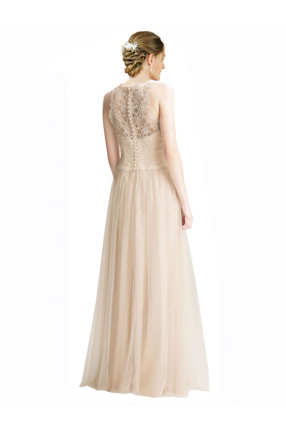 Cheap Full Length Tulle Bridesmaid Dress with Corded Lace Over Sweetheart Neckline Canada