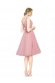 Cheap Short Knee Length Wide Strap Plunge Cross Over Neckline Tulle Bridesmaid Dress Canada