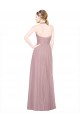Cheap Ruffled Halter V-Neck Long Tulle Bridesmaid Dress with Pleats Canada