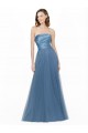 Cheap Long Strapless Bridesmaid Dress with Soft Tulle Overlay Canada