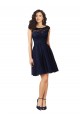 Cheap Short Bateau Neck Tulle Bridesmaid Dress with Lace Bodice Canada