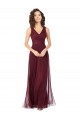 Cheap Long A-Line V-Neck Tulle Bridesmaid Dress Canada