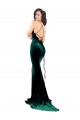 Cheap High Neck Stretch Velvet Bridesmaid Dress with Black Lace Embroidery Canada