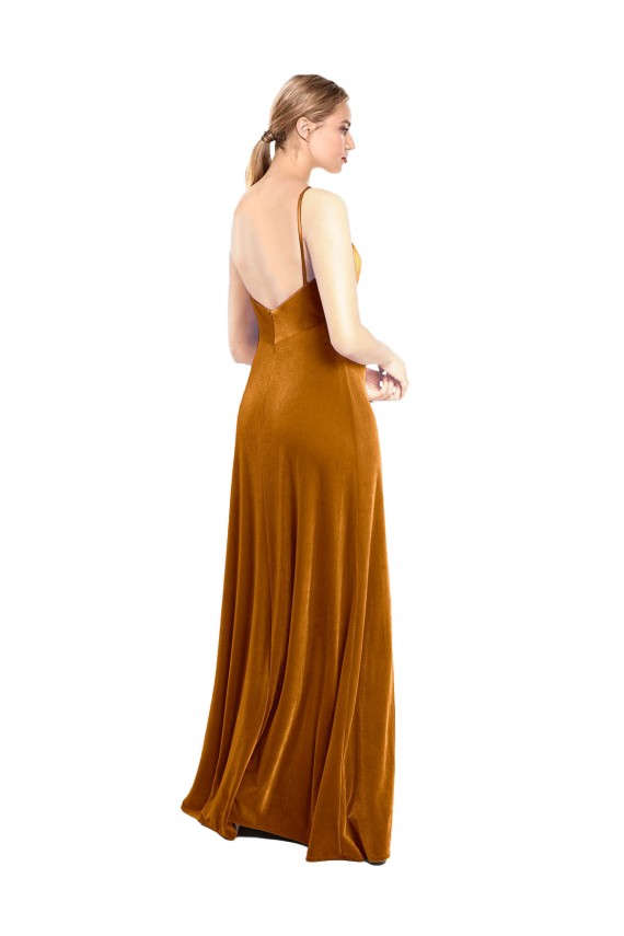 Cheap Long Velvet Cowl Neck Slip Bridesmaid Dress Canada
