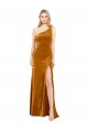 Cheap Sleek One Shoulder Long Velvet Bridesmaid Dress Canada